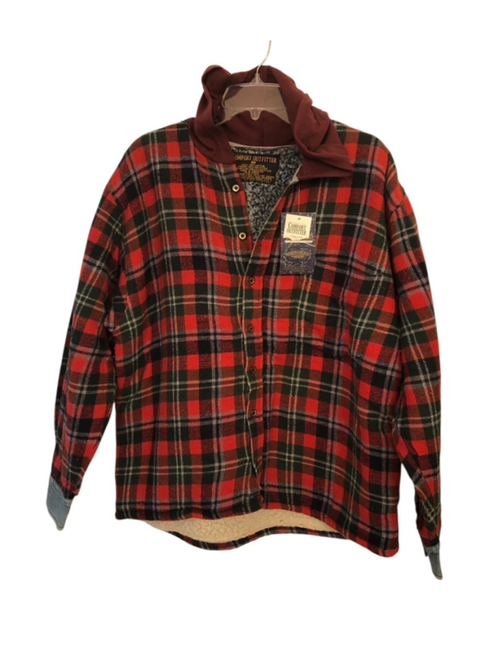 Size M NWT Plaid Flannel Hooded Jacket Comfort Outfitters Lumberjack Workwear